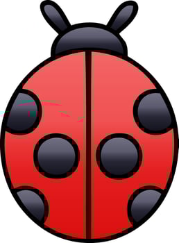 gradient shaded cartoon lady bug vector