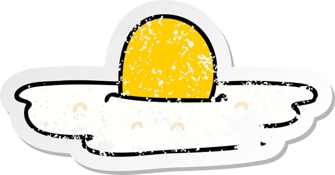distressed sticker of a quirky hand drawn cartoon fried egg vector