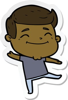 sticker of a happy cartoon man vector