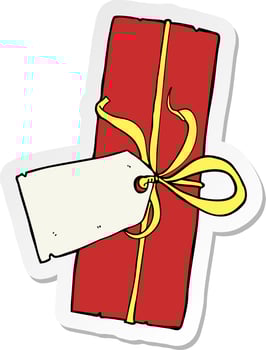 sticker of a cartoon christmas present vector