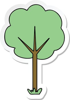 sticker of a quirky hand drawn cartoon tree vector