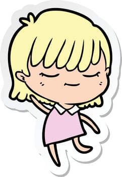 sticker of a cartoon woman vector