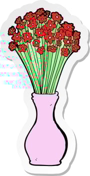 sticker of a cartoon flowers in pot vector