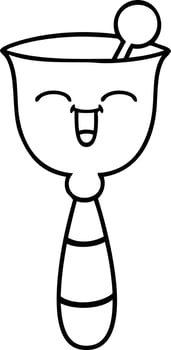 line drawing cartoon school bell vector