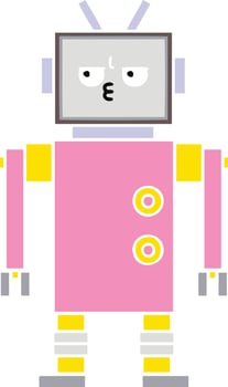 flat color retro cartoon robot vector