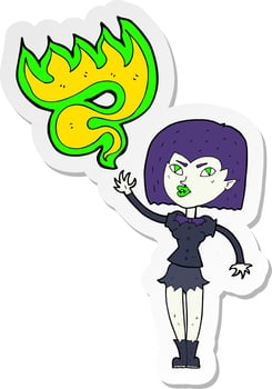 sticker of a cartoon halloween vampire girl vector