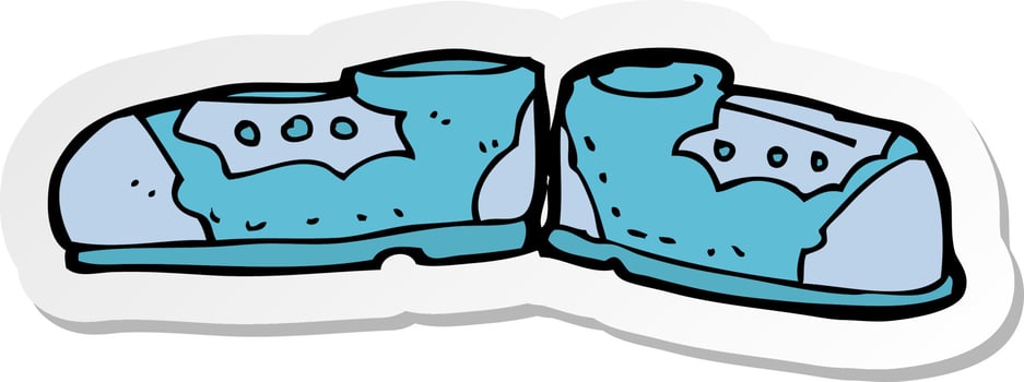 sticker of a cartoon old shoes vector