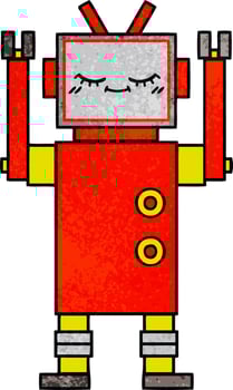 retro grunge texture cartoon robot vector