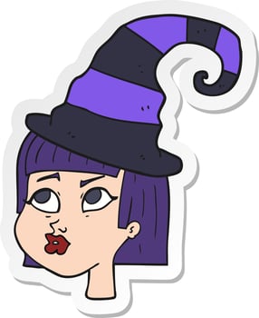 sticker of a cartoon witch vector