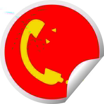 circular peeling sticker cartoon telephone receiver vector