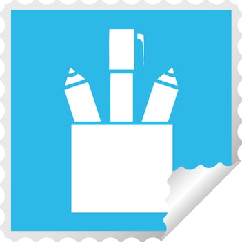 square peeling sticker cartoon pencil pot vector