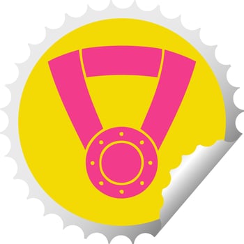 circular peeling sticker cartoon gold medal vector