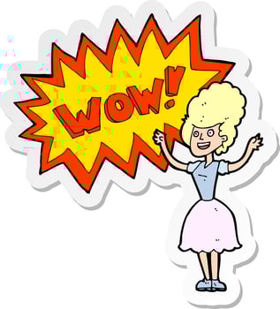 sticker of a cartoon wow vector