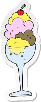 sticker of a cartoon ice cream vector