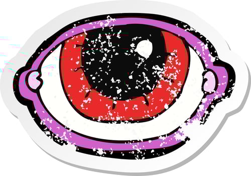 retro distressed sticker of a cartoon staring eye vector