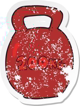 retro distressed sticker of a cartoon 200kg kettle bell vector