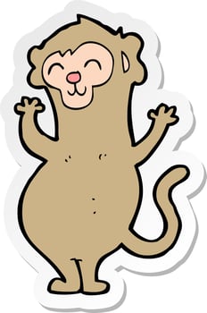 sticker of a cartoon monkey vector
