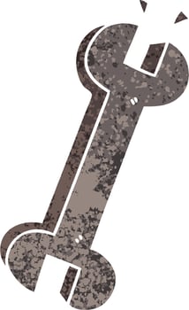 quirky retro illustration style cartoon spanner vector