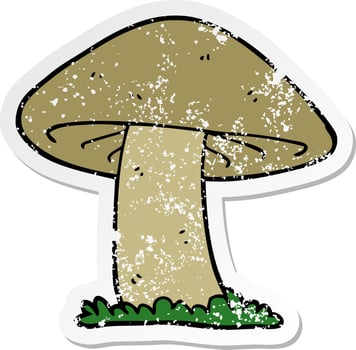 distressed sticker of a cartoon mushroom vector