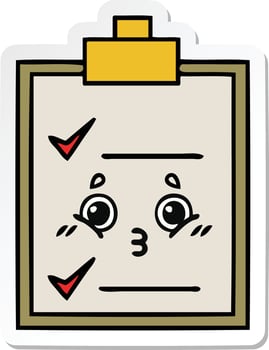sticker of a cute cartoon check list vector