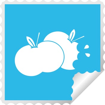 square peeling sticker cartoon juicy apple vector