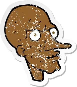 retro distressed sticker of a cartoon evil old man vector