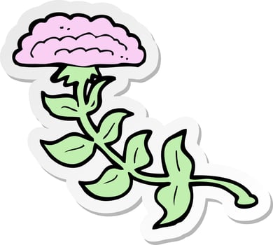 sticker of a cartoon flower vector