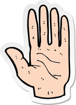 sticker of a cartoon hand vector