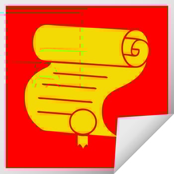 square peeling sticker cartoon important document vector