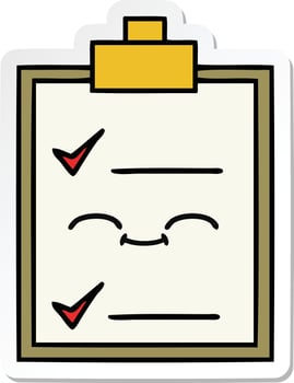 sticker of a cute cartoon check list vector