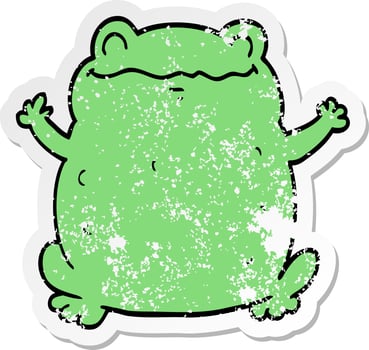 distressed sticker of a cartoon toad vector