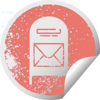 distressed circular peeling sticker symbol mail box vector
