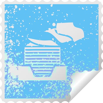 distressed square peeling sticker symbol stack of office papers vector