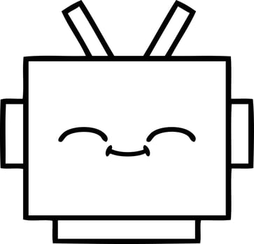 line drawing cartoon robot head vector