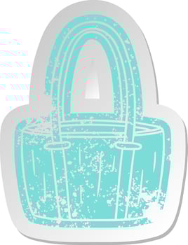 distressed old sticker of a red big bag vector