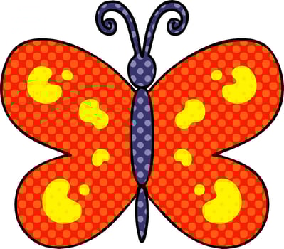 quirky comic book style cartoon butterfly vector