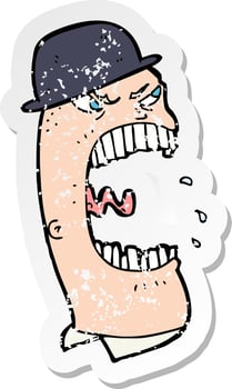 retro distressed sticker of a carton angry man vector