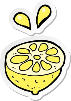 sticker of a cartoon fresh lemon vector