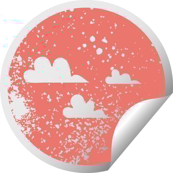 distressed circular peeling sticker symbol cloud vector