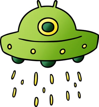 gradient cartoon doodle of an alien ship vector