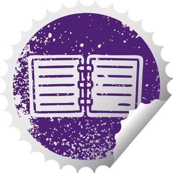 distressed circular peeling sticker symbol note book vector