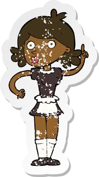 retro distressed sticker of a cartoon surprised maid vector