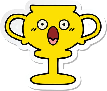 sticker of a cute cartoon trophy vector