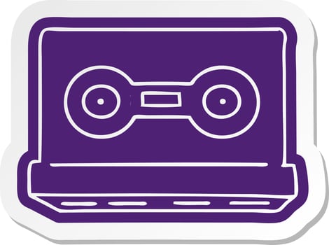 cartoon sticker of a retro cassette tape vector