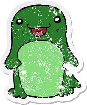 distressed sticker of a cartoon penguin vector