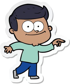 sticker of a cartoon happy man vector