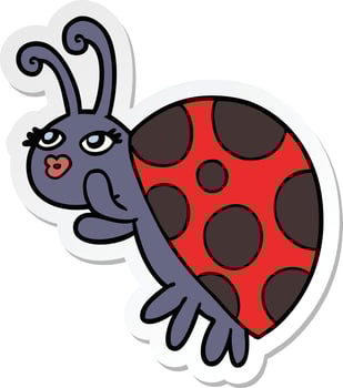 sticker of a cartoon ladybug vector