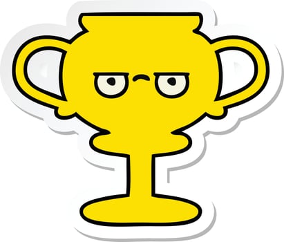 sticker of a cute cartoon trophy vector