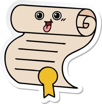 sticker of a cute cartoon contract vector