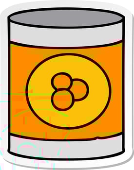 sticker cartoon doodle of a can of peaches vector